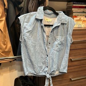 Madewell Button Down Waist Tie Crop Shirt